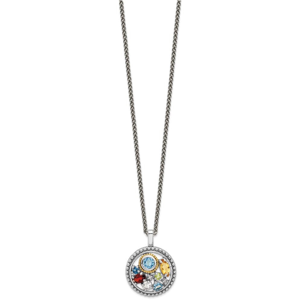 Shey Couture Sterling Silver Rhodium-plated with 14k Accent .43 Citrine/.93 Swiss Blue Topaz/.14 Light Blue Topaz/.13 Peridot 18 inch Necklace QTC1826