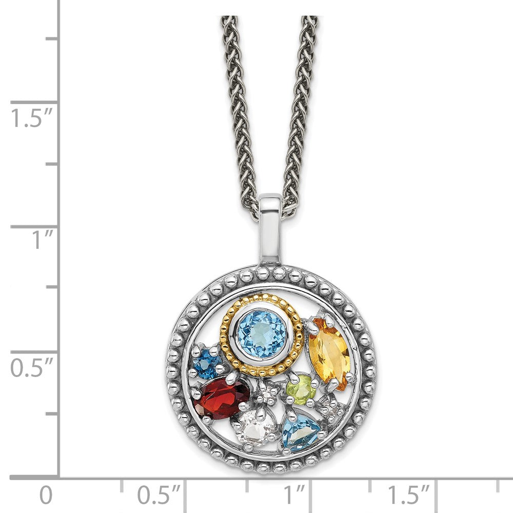 Shey Couture Sterling Silver Rhodium-plated with 14k Accent .43 Citrine/.93 Swiss Blue Topaz/.14 Light Blue Topaz/.13 Peridot 18 inch Necklace QTC1826