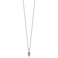 Shey Couture Sterling Silver Rhodium-plated with 14k Accent Marquise Amethyst Navette 18 inch with 2 inch Extension Necklace QTC1834