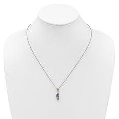 Shey Couture Sterling Silver Rhodium-plated with 14k Accent Marquise Amethyst Navette 18 inch with 2 inch Extension Necklace QTC1834