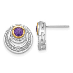 QTC1839 Shey Couture Sterling Silver Rhodium-plated with 14k Accent Round Amethyst Swirl Circle Post Earrings