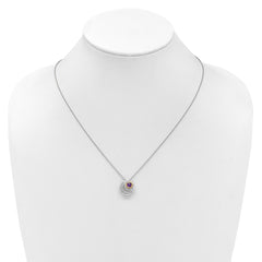 Shey Couture Sterling Silver Rhodium-plated with 14k Accent Round Amethyst Swirl Circle 18 inch with 2 inch Extension Necklace QTC1840