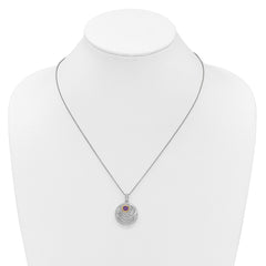 Shey Couture Sterling Silver Rhodium-plated with 14k Accent Round Amethyst Swirl Circle 18 inch with 2 inch Extension Necklace QTC1841