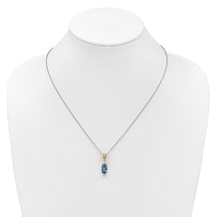 Shey Couture Sterling Silver Rhodium-plated with 14k Accent Marquise London Blue Topaz Navette 18 inch with 2 inch Extension Necklace QTC1846