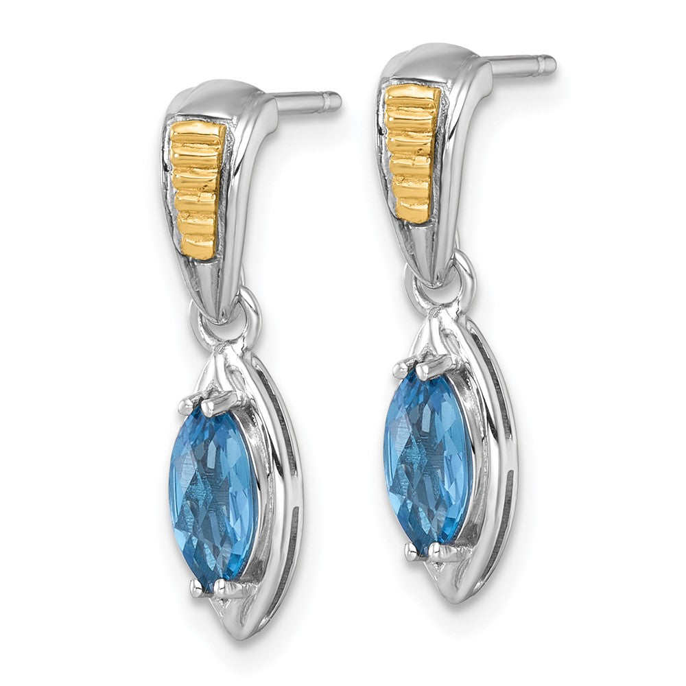 QTC1847 Shey Couture Sterling Silver Rhodium-plated with 14k Accent Marquise London Blue Topaz Post Dangle Earrings
