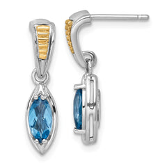 QTC1847 Shey Couture Sterling Silver Rhodium-plated with 14k Accent Marquise London Blue Topaz Post Dangle Earrings