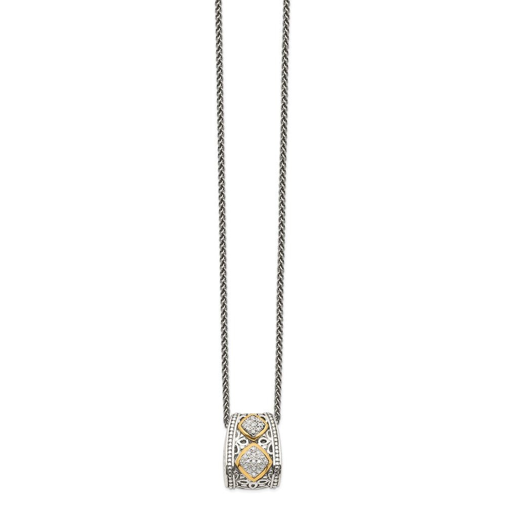 Shey Couture Sterling Silver Antiqued with 14K Accent Diamond 18 Inch Necklace QTC185