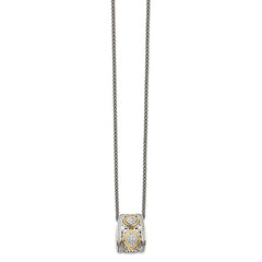 Shey Couture Sterling Silver Antiqued with 14K Accent Diamond 18 Inch Necklace QTC185
