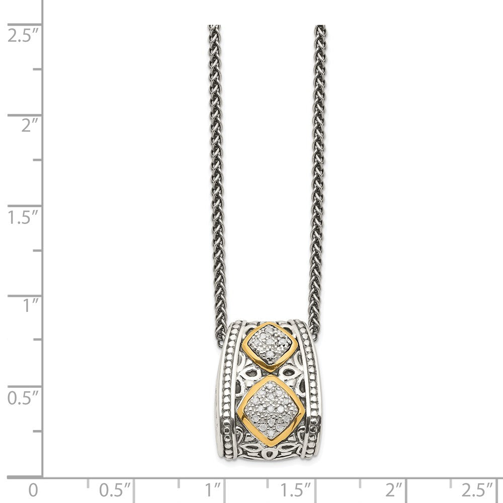 Shey Couture Sterling Silver Antiqued with 14K Accent Diamond 18 Inch Necklace QTC185