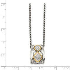 Shey Couture Sterling Silver Antiqued with 14K Accent Diamond 18 Inch Necklace QTC185