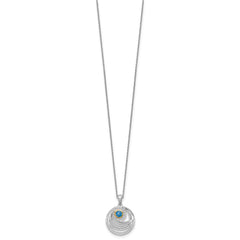 Shey Couture Sterling Silver Rhodium-plated with 14k Accent Round London Blue Topaz Swirl Circle 18 inch with 2 inch Extension Necklace QTC1850