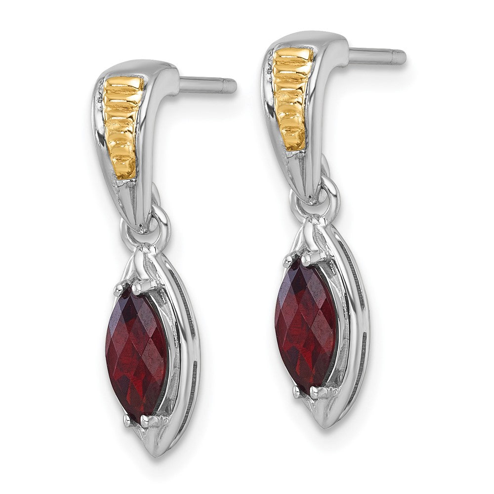 QTC1856 Shey Couture Sterling Silver Rhodium-plated with 14k Accent Marquise Garnet Post Dangle Earrings