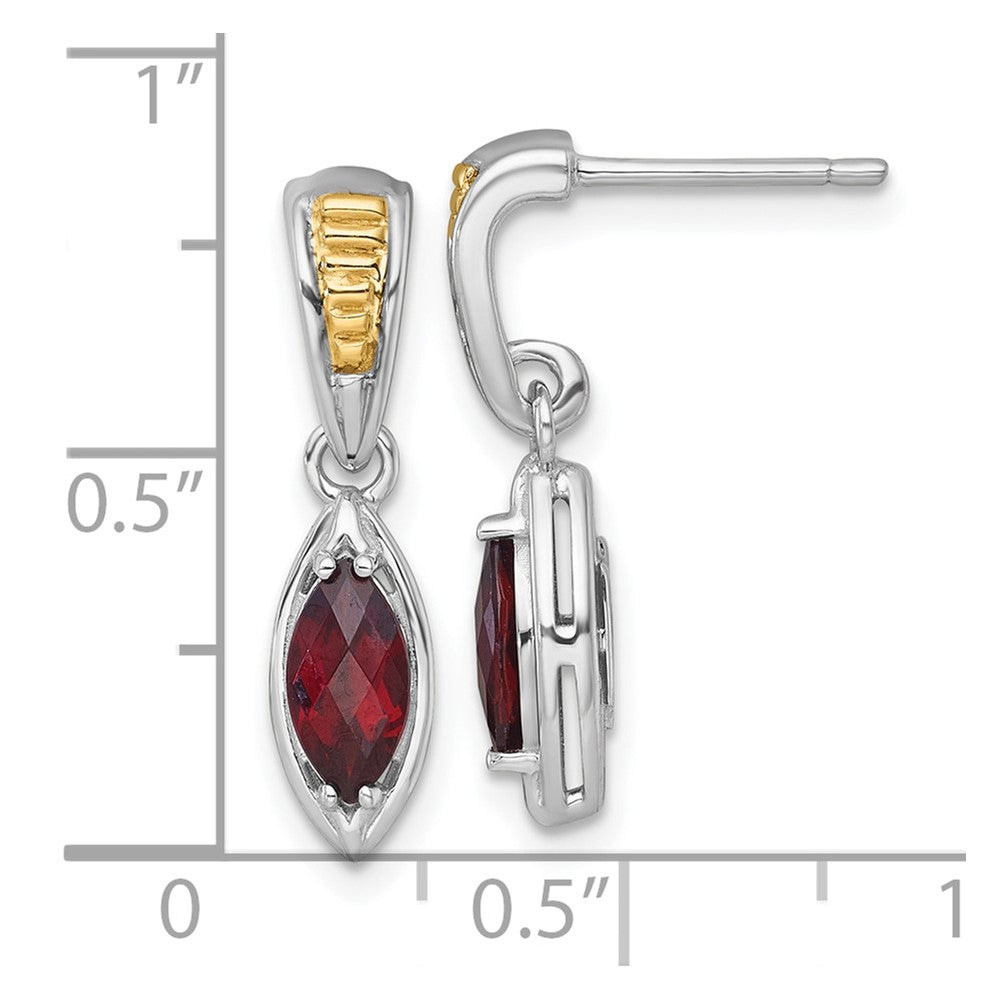 QTC1856 Shey Couture Sterling Silver Rhodium-plated with 14k Accent Marquise Garnet Post Dangle Earrings