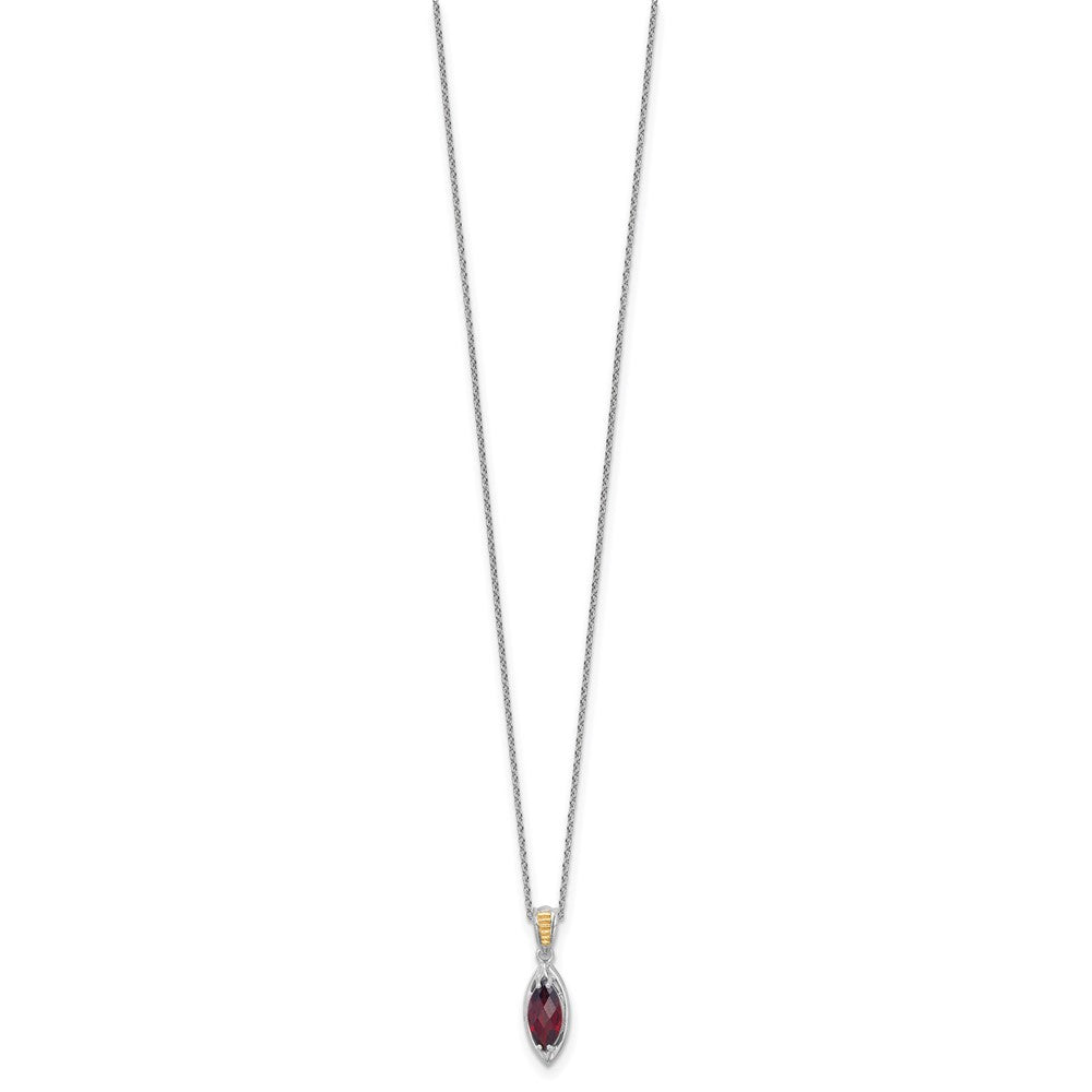 Shey Couture Sterling Silver Rhodium-plated with 14k Accent Marquise Garnet Navette 18 inch with 2 inch Extension Necklace QTC1857