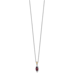 Shey Couture Sterling Silver Rhodium-plated with 14k Accent Marquise Garnet Navette 18 inch with 2 inch Extension Necklace QTC1857