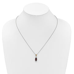 Shey Couture Sterling Silver Rhodium-plated with 14k Accent Marquise Garnet Navette 18 inch with 2 inch Extension Necklace QTC1857