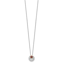 Shey Couture Sterling Silver Rhodium-plated with 14K Accent Round Garnet Swirl Circle 18 inch with 2 inch Extension Necklace QTC1859