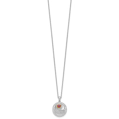 Shey Couture Sterling Silver Rhodium-plated with 14K Accent Round Garnet Swirl Circle 18 inch with 2 inch Extension Necklace QTC1861