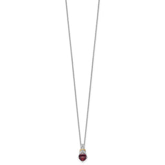 Shey Couture Sterling Silver Rhodium-plated with 14k Accent Checker Cushion Garnet and .04ct. Diamond 18 inch w/2 inch Extension Necklace QTC1867