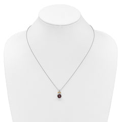 Shey Couture Sterling Silver Rhodium-plated with 14k Accent Checker Cushion Garnet and .04ct. Diamond 18 inch w/2 inch Extension Necklace QTC1867