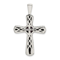 Shey Couture Sterling Silver with 14K Accent 18 Inch Antiqued Cushion Bezel Amethyst Cross Necklace QTC243