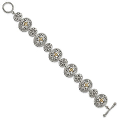 Shey Couture Sterling Silver with 14K Accent 8 Inch Antiqued Toggle Bracelet QTC294