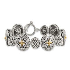 Shey Couture Sterling Silver with 14K Accent 8 Inch Antiqued Toggle Bracelet QTC294