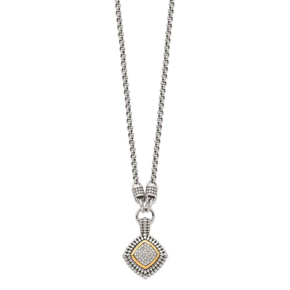 Shey Couture Sterling Silver with 14K Accent 17 Inch Antiqued Diamond Necklace QTC3