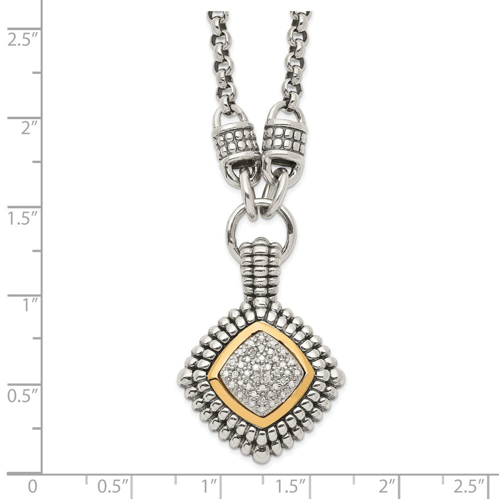 Shey Couture Sterling Silver with 14K Accent 17 Inch Antiqued Diamond Necklace QTC3