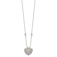 Shey Couture Sterling Silver Rhodium-plated with 14K Accent 18 Inch Diamond Vintage Heart Necklace QTC315