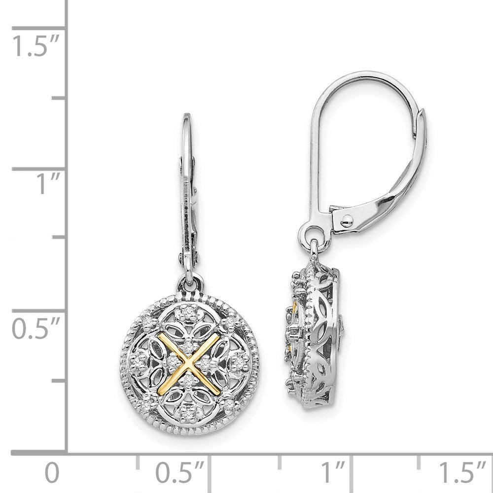 QTC317 Shey Couture Sterling Silver Rhodium-plated with 14K Accent Diamond Leverback Dangle Vintage Earrings