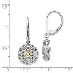 QTC317 Shey Couture Sterling Silver Rhodium-plated with 14K Accent Diamond Leverback Dangle Vintage Earrings