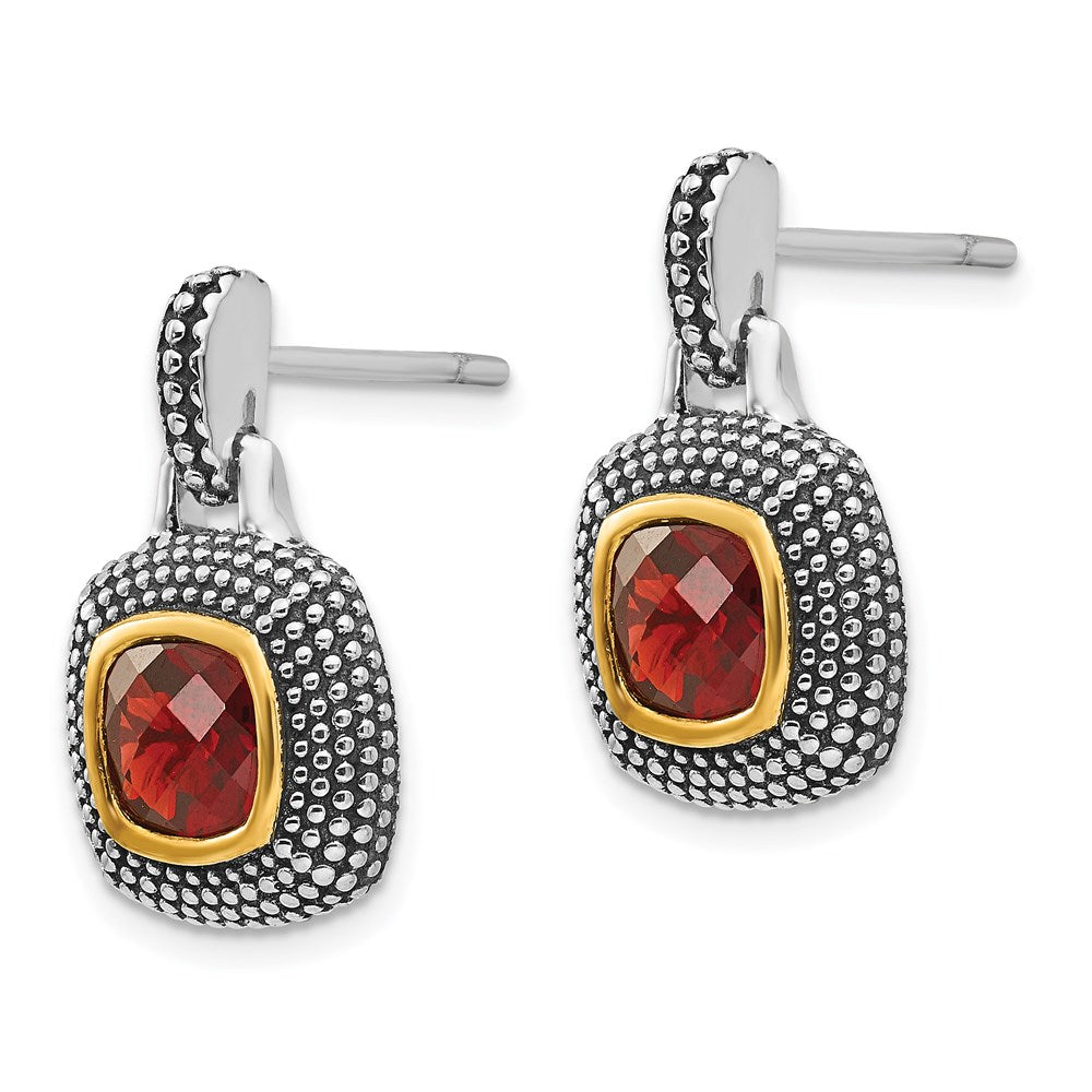 QTC32 Shey Couture Sterling Silver Flash Gold-plated Antiqued Garnet Earrings