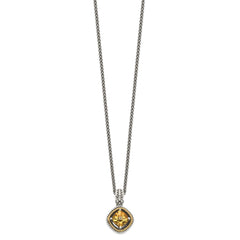 Shey Couture Sterling Silver with 14K Accent 18 Inch Antiqued Cushion Citrine Necklace QTC359