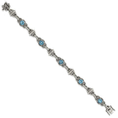 Shey Couture Sterling Silver Antiqued 7.75 Inch Round Swiss Blue Topaz Bracelet QTC377