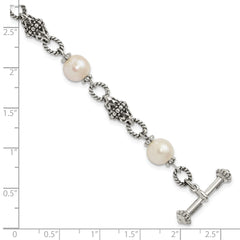 Shey Couture Sterling Silver 8 Inch Antiqued 8-8.5mm Freshwater Cultured Pearl Bracelet QTC428