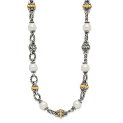 Shey Couture Sterling Silver with 14K Accent 18 Inch Antiqued 8mm Freshwater Cultured Pearl Necklace QTC450
