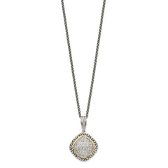 Shey Couture Sterling Silver with 14K Accent 18 Inch Antiqued Diamond Necklace QTC546