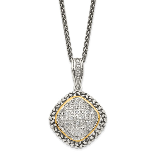 Shey Couture Sterling Silver with 14K Accent 18 Inch Antiqued Diamond Necklace QTC546