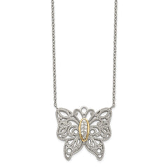 Shey Couture Sterling Silver Rhodium-plated with 14K Accent 18 Inch Diamond Butterfly Necklace QTC641