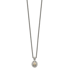 Shey Couture Sterling Silver Antiqued with 14K Accent 18 Inch Diamond Necklace QTC644