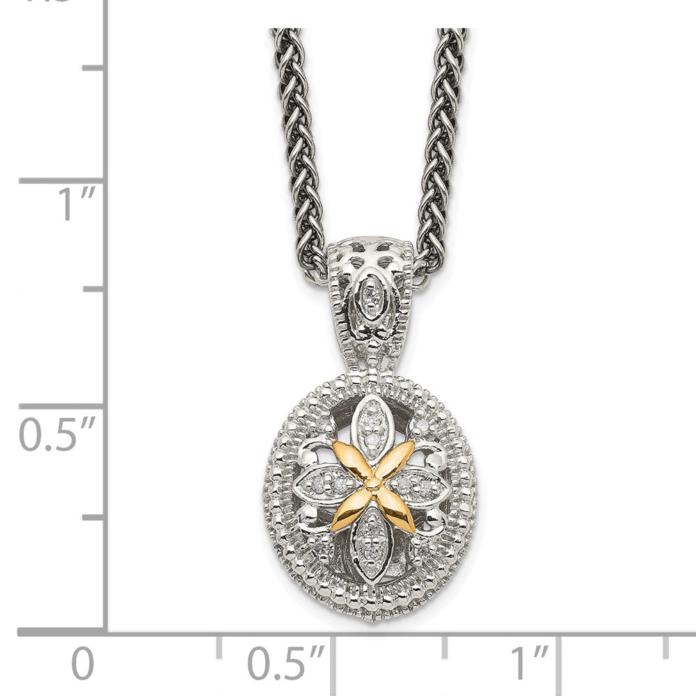 Shey Couture Sterling Silver Antiqued with 14K Accent 18 Inch Diamond Necklace QTC644