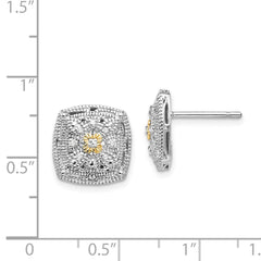 QTC650 Shey Couture Sterling Silver Rhodium-plated with 14K Accent Diamond Post Earrings