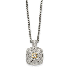 Shey Couture Sterling Silver Antiqued with 14K Accent 18 Inch Diamond Vintage Necklace QTC652