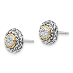 QTC654 Shey Couture Sterling Silver Antiqued with 14K Accent Diamond Post Earrings