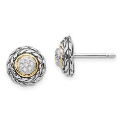 QTC654 Shey Couture Sterling Silver Antiqued with 14K Accent Diamond Post Earrings