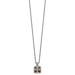 Shey Couture Sterling Silver with 14K Accent 18 Inch Antiqued Diamond and Marquise Garnet Necklace QTC655