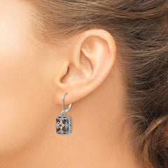 QTC657 Shey Couture Sterling Silver with 14K Accent Antiqued Diamond and Marquise Garnet Leverback Earrings