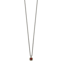 Shey Couture Sterling Silver with 14K Accent 18 Inch Antiqued Cushion Garnet Necklace QTC671