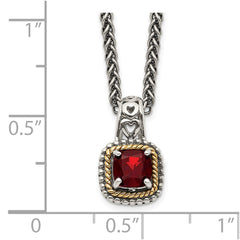 Shey Couture Sterling Silver with 14K Accent 18 Inch Antiqued Cushion Garnet Necklace QTC671